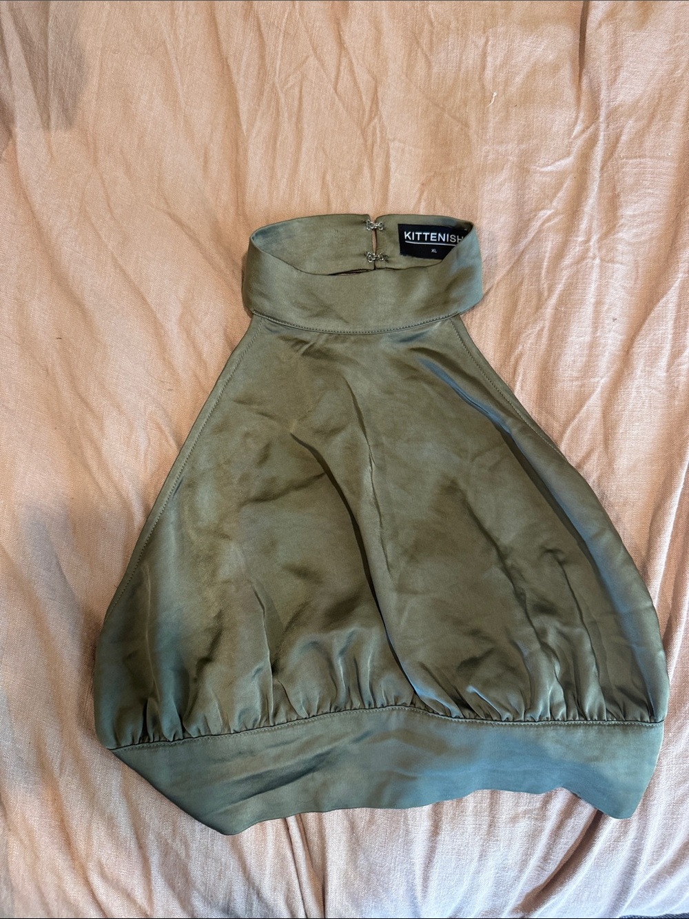 Kittenish Olive Halter Wrap Crop Top